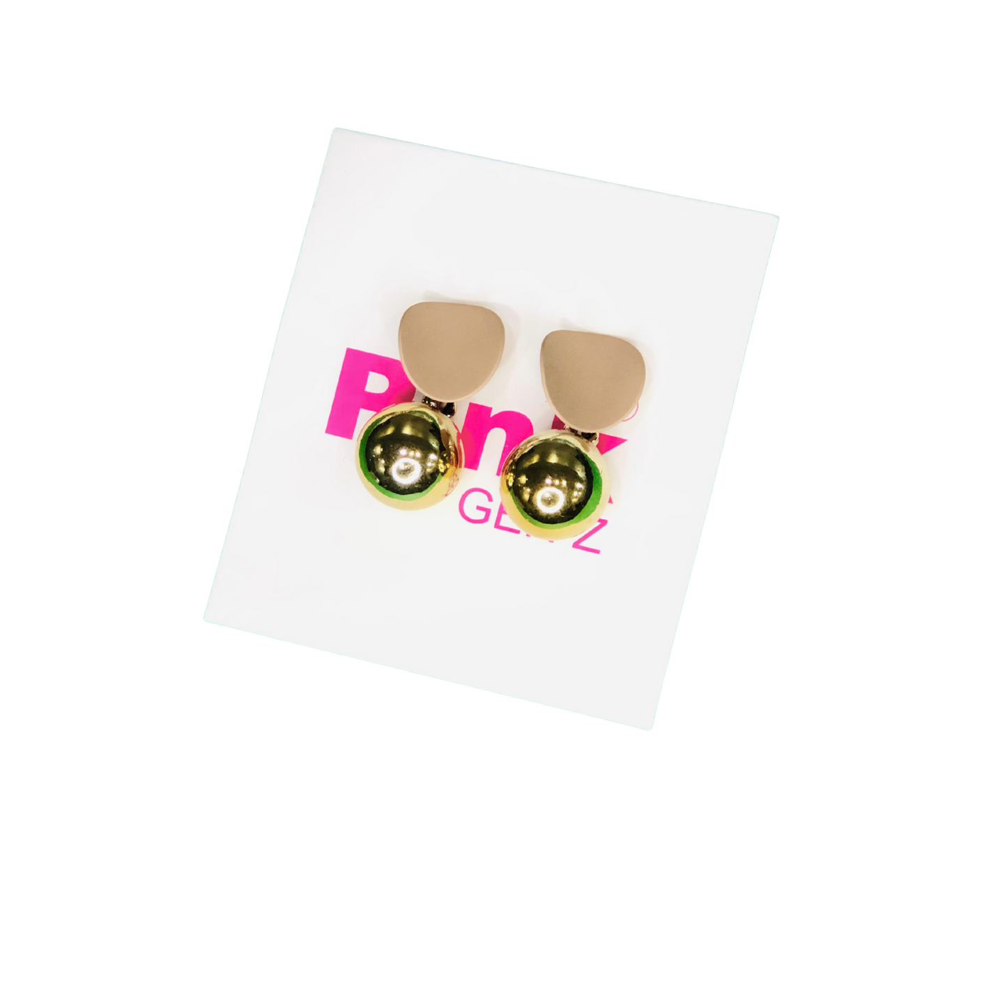 Golden Pearl Drop Beige Earrings