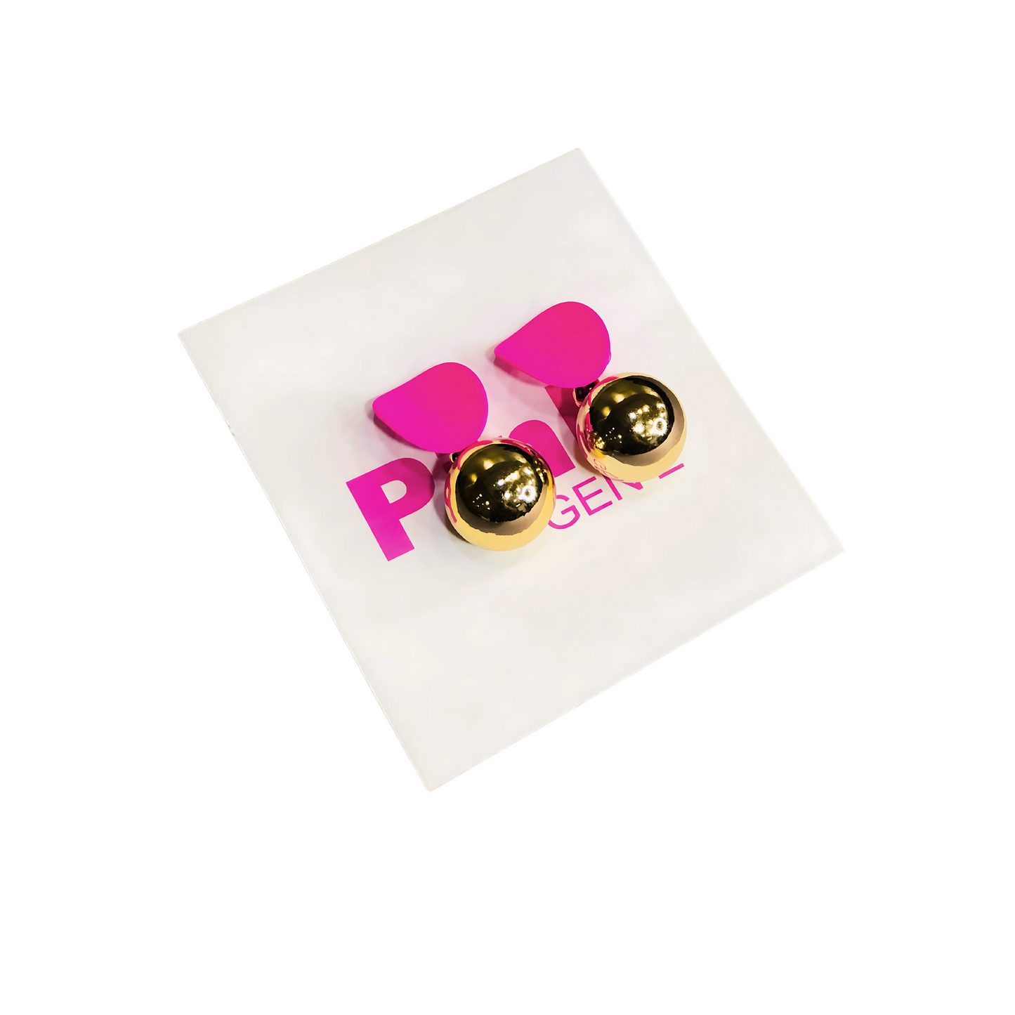 Golden Pearl Drop Pink Earrings