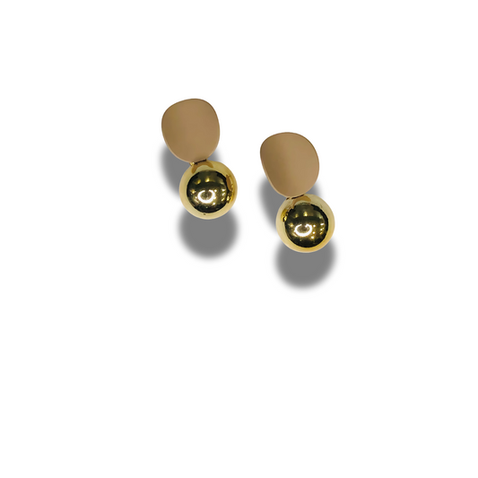 Golden Pearl Drop Beige Earrings