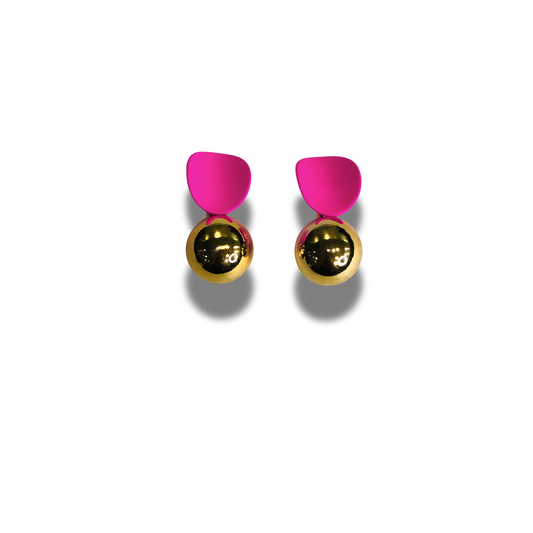 Golden Pearl Drop Pink Earrings
