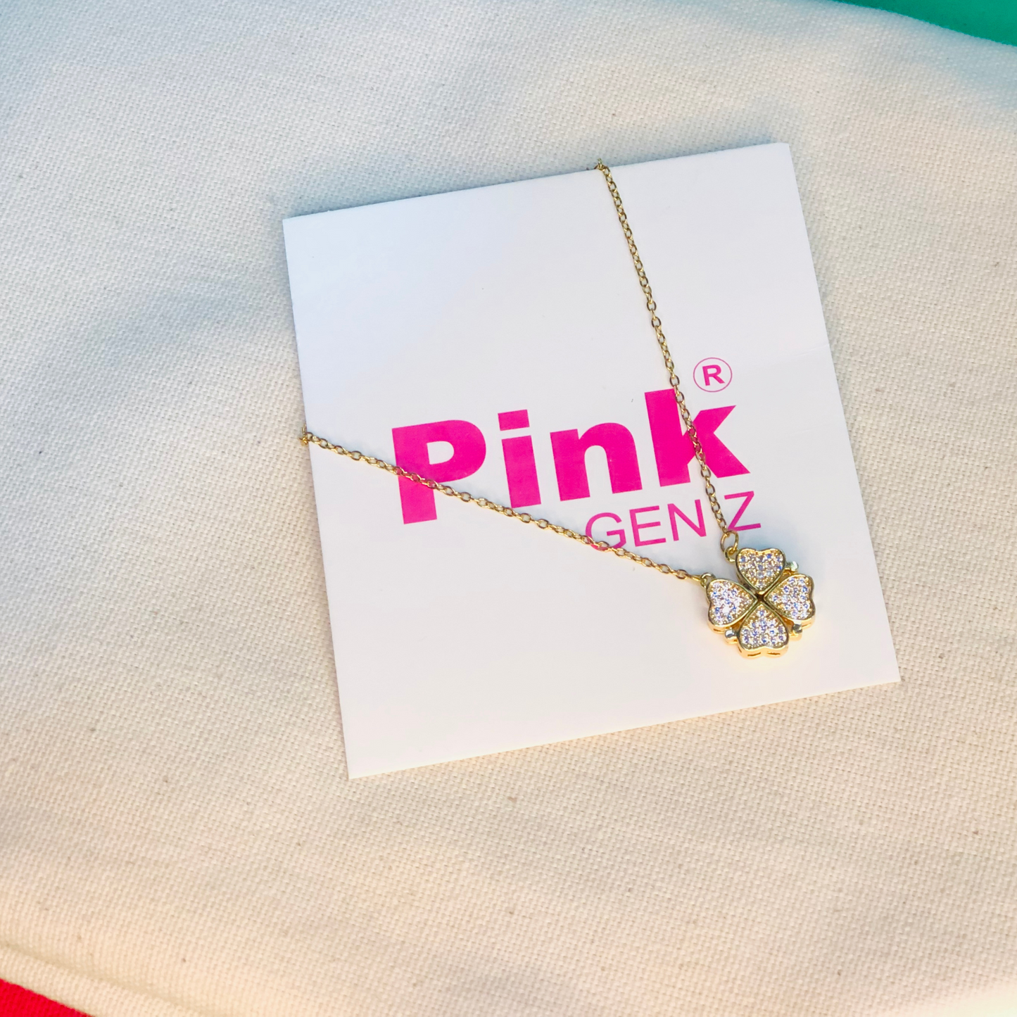 Golden Hearts+Lucky Clover-Necklace